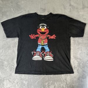 Elmo Sesame Street T-Shirt Mens 2XL Black Streetwear Hip Hop Faded Graphic Tee